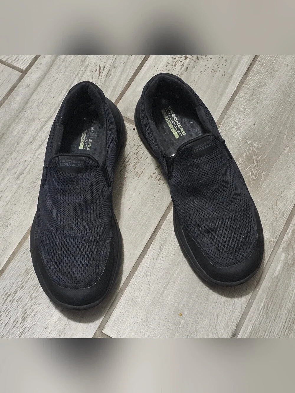 Skechers Black Mesh Slip-On Casual Walking Loafers Size 12